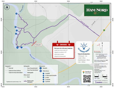 Rando Québec Carte sentiers | Sentier des Cascades | Ham-Nord digital map
