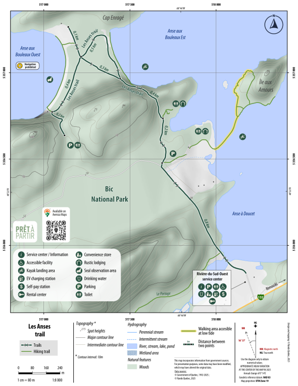 Prêt-à-Partir | Les Anses trail | Summer Map by Rando Quebec | Avenza Maps