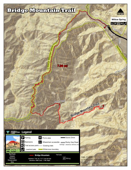 Bridge Mountain Trail Map by Red Rock Canyon National Conservation Area ...