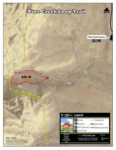 Pine Creek Loop Trail Map by Red Rock Canyon National Conservation Area ...