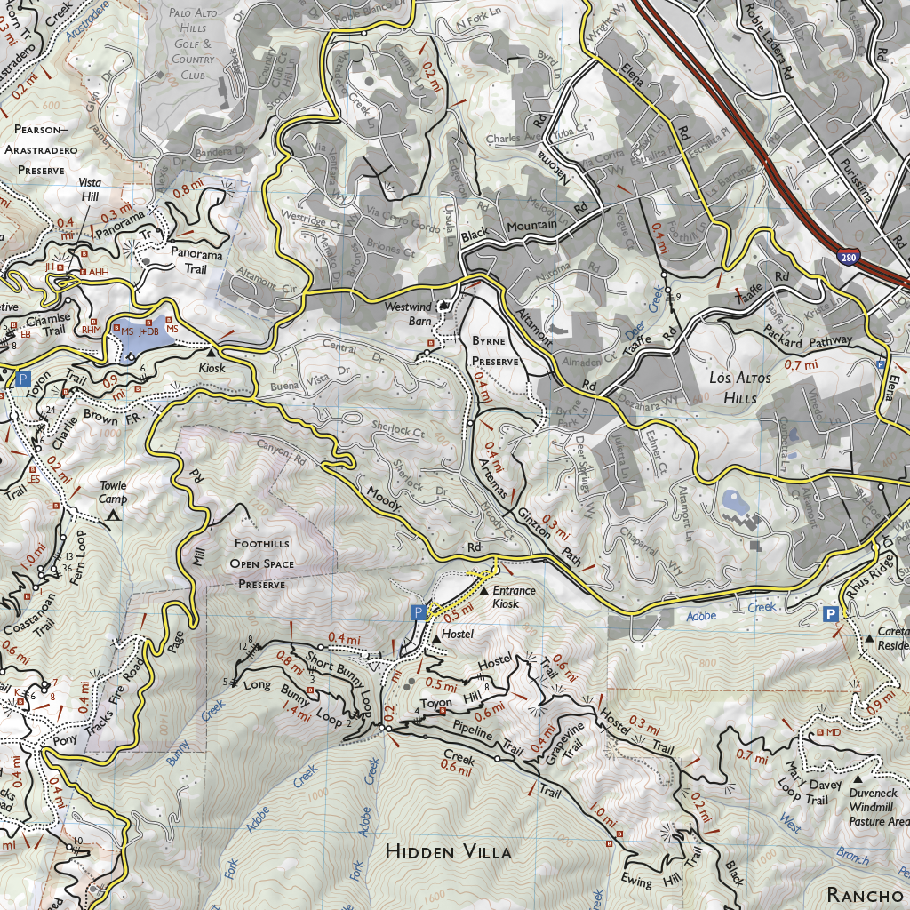 Haedro Ridge Map Skyline Ridge Map by Redwood Hikes Press | Avenza Maps