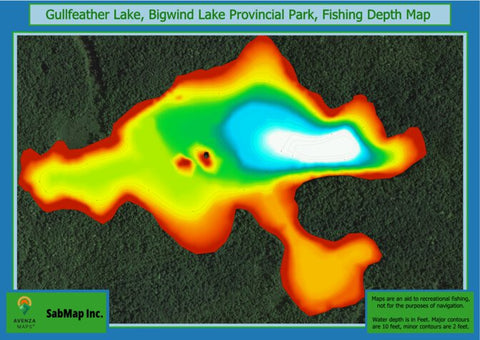 SabMap Inc. Fishing Depth Map - Gullfeather Lake, Bigwind Lake Provincial Park digital map