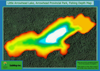 SabMap Inc. Fishing Depth Map - Little Arrowhead Lake, Arrowhead Provincial Park digital map