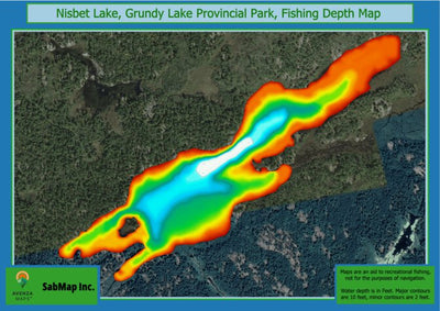 SabMap Inc. Fishing Depth Map - Nisbet Lake, Grundy Lake Provincial Park digital map