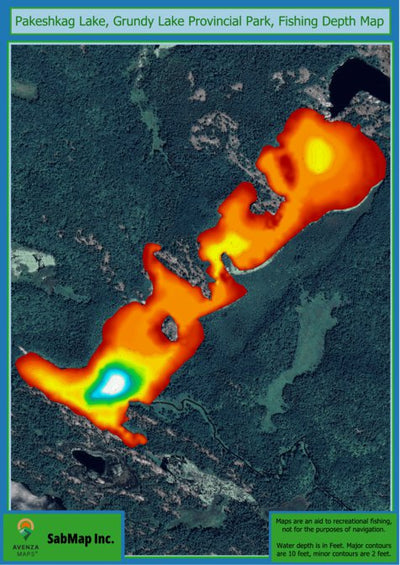 SabMap Inc. Fishing Depth Map - Pakeshkag Lake, Grundy Lake Provincial Park digital map