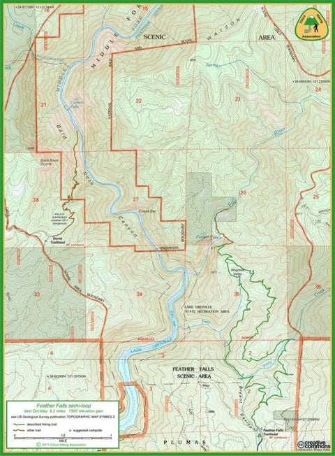 Sacramento Valley Hiking Conference Feather Falls trail map digital map