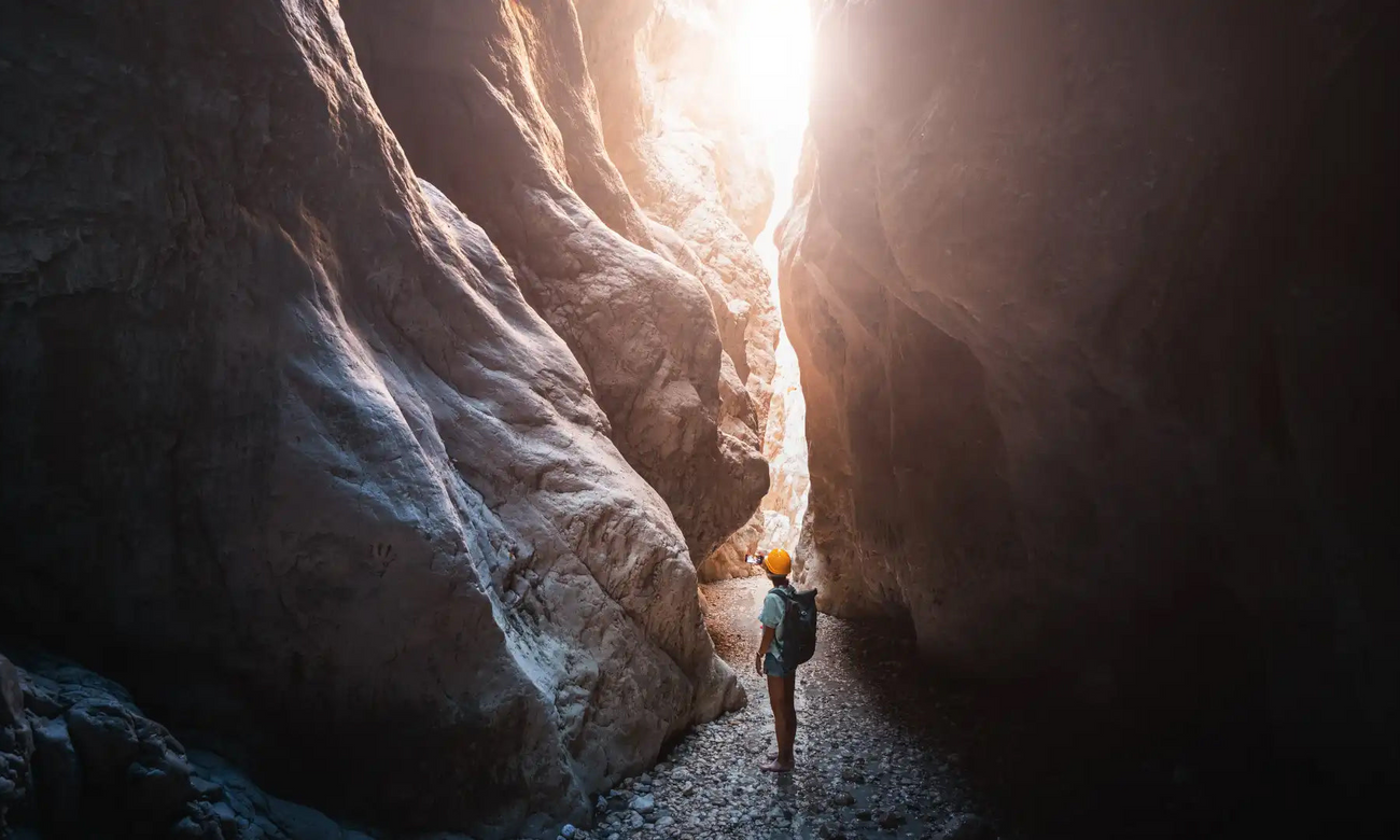 Woman exploring the Saklikent Gorge in Turkey. 