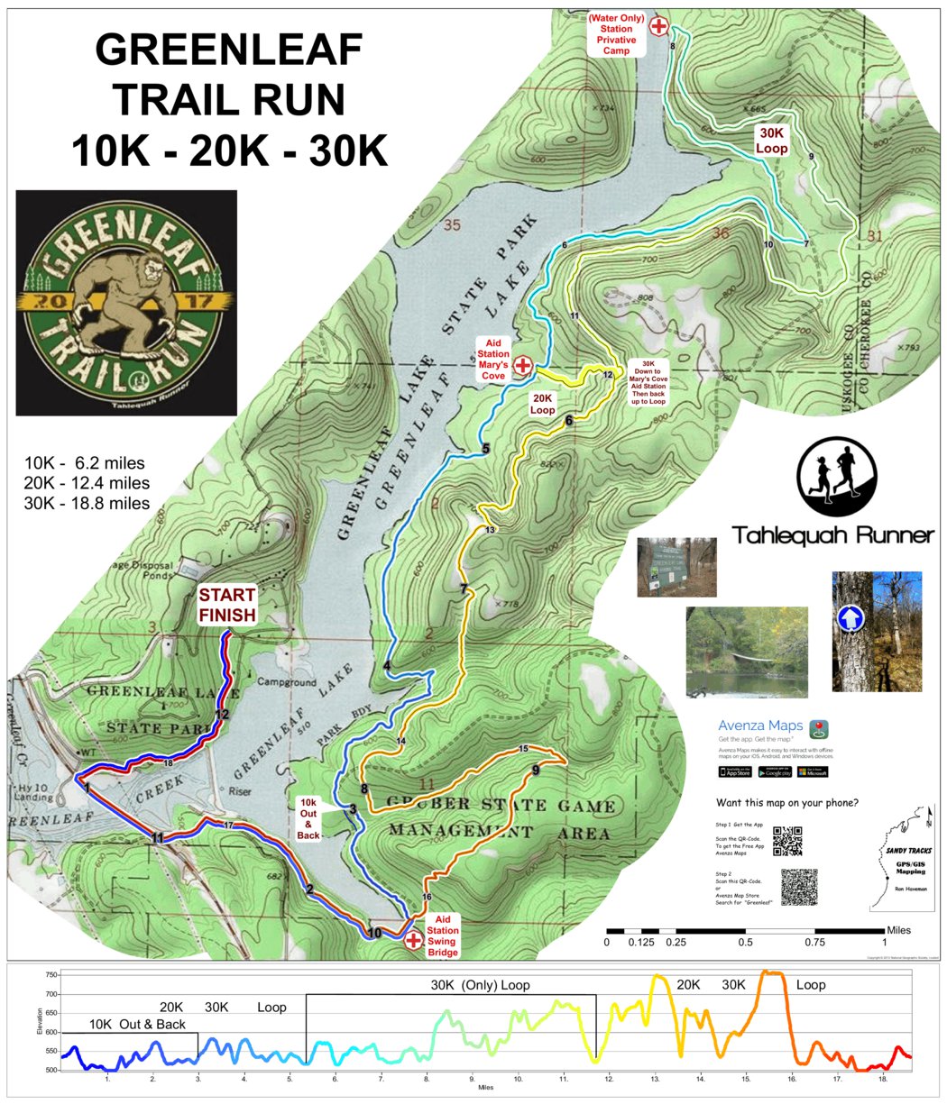 Greenleaf Trail Run Map by Sandy Tracks | Avenza Maps