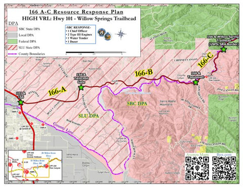 Santa Barbara County Fire Department A_B_C_Hwy101_WillowspringsTrailhead_Hwy166_Response_Plan_20240508.pdf digital map