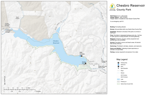 Chesbro Reservoir County Park Guide Map Preview 1