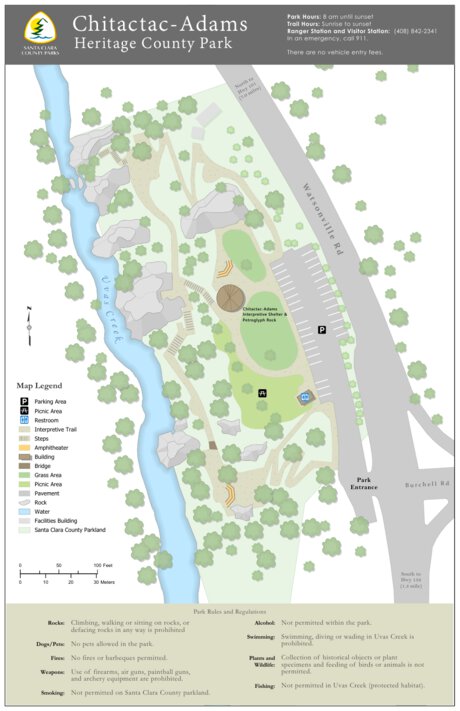 Santa Clara County Parks and Recreation Chitactac-Adams County Park Guide Map digital map