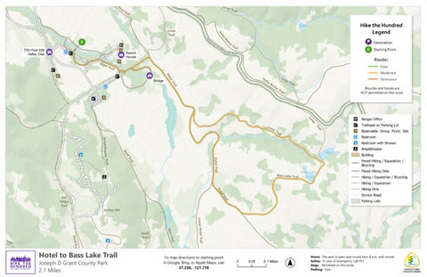 Santa Clara County Parks and Recreation Hike the 100 - 2024 - Grant digital map
