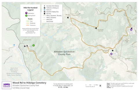 Santa Clara County Parks and Recreation Hike the 100 - Almaden Quicksilver digital map