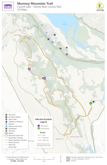 Santa Clara County Parks and Recreation Hike the 100 - Coyote Lake digital map