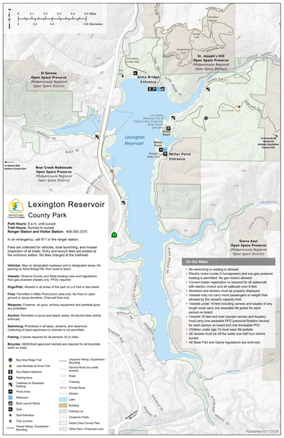Lexington Reservoir County Park Guide Map Preview 1
