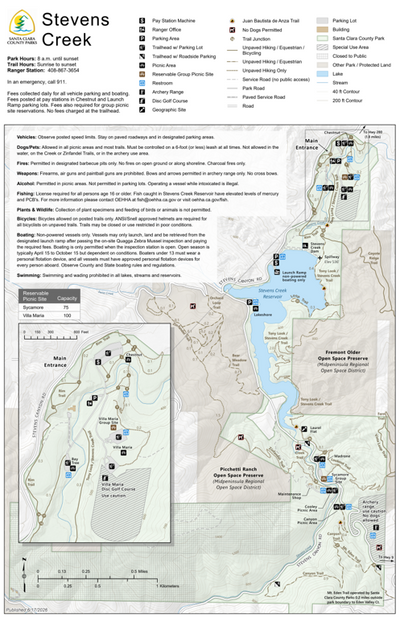 Stevens Creek County Park Guide Map Preview 1