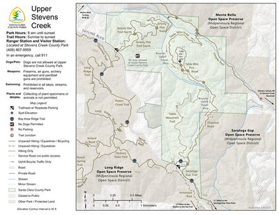 Upper Stevens Creek County Park Guide Map Preview 1
