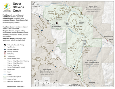 Upper Stevens Creek County Park Guide Map Preview 1