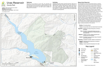 Uvas Reservoir County Park Guide Map Preview 1
