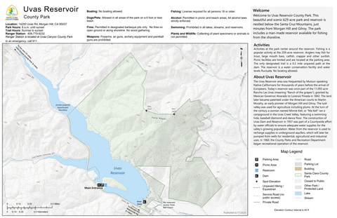 Uvas Reservoir County Park Guide Map Preview 1