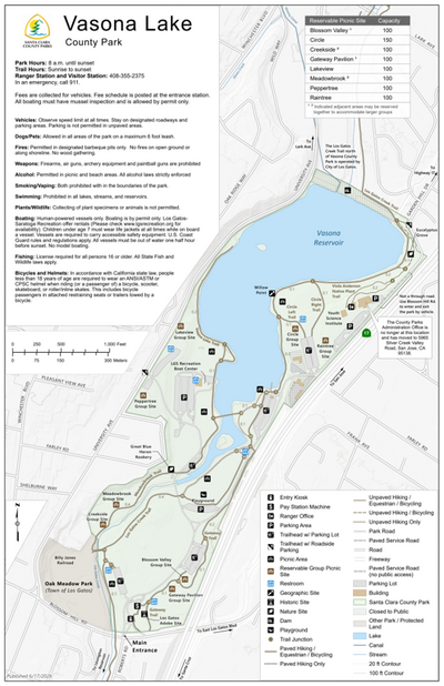 Vasona Lake County Park Guide Map Preview 1