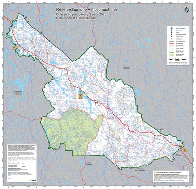Réserve faunique Ashuapmushuan : Carte générale de chasse au petit gibier 2025 Preview 1