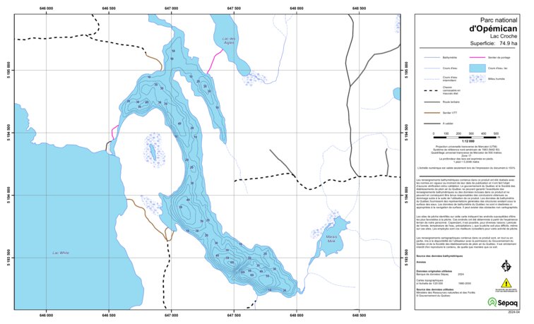 Sepaq Map Lac Croche (Opémican) Map by Sepaq | Avenza Maps