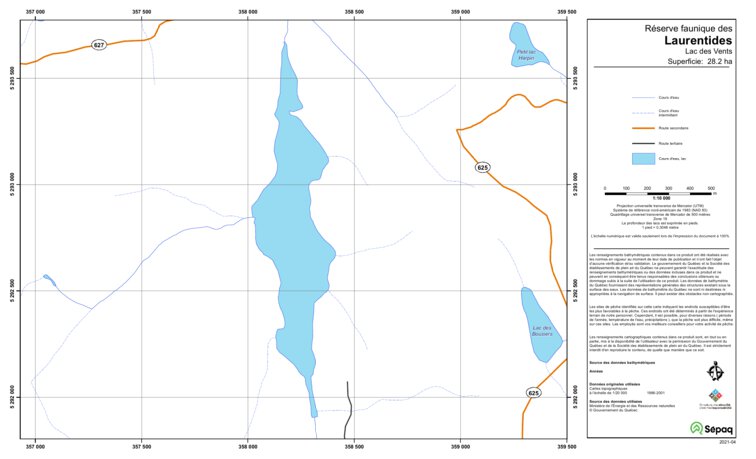 Sepaq Map Lac des Vents (Laurentides) Map by Sepaq | Avenza Maps