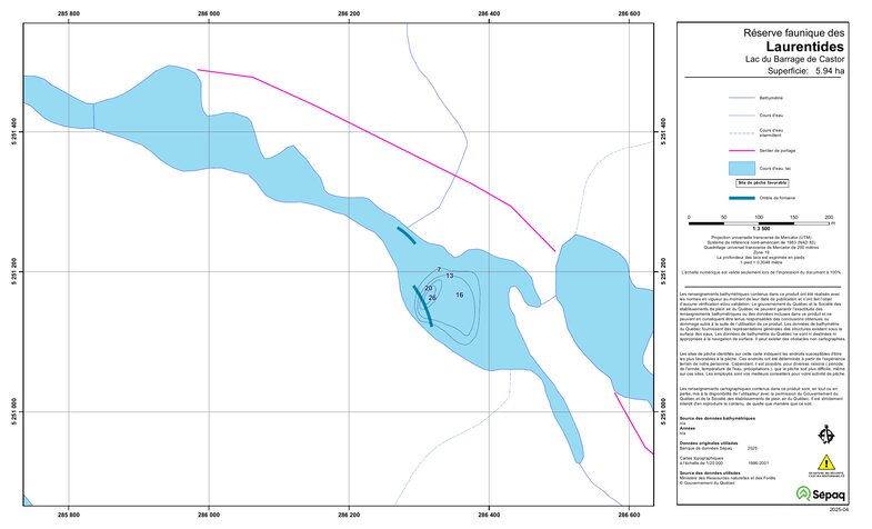 Lac du Barrage de Castor (Laurentides) Map by Sepaq | Avenza Maps