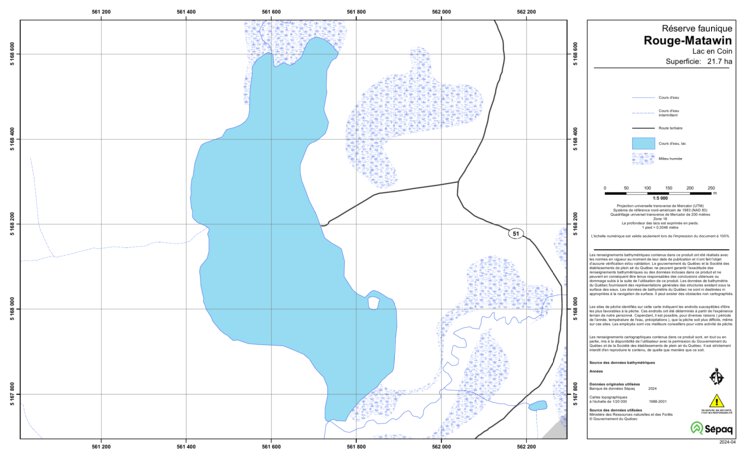 Lac en Coin (Rouge-Matawin) Map by Sepaq | Avenza Maps