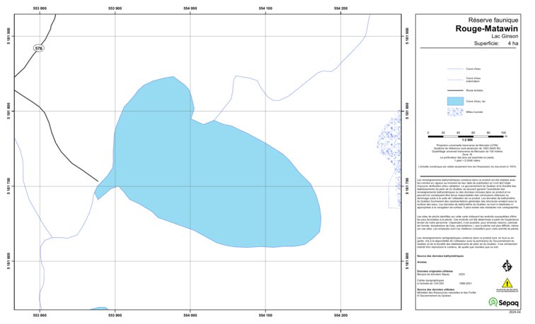Lac Ginson (Rouge-Matawin) Map by Sepaq | Avenza Maps