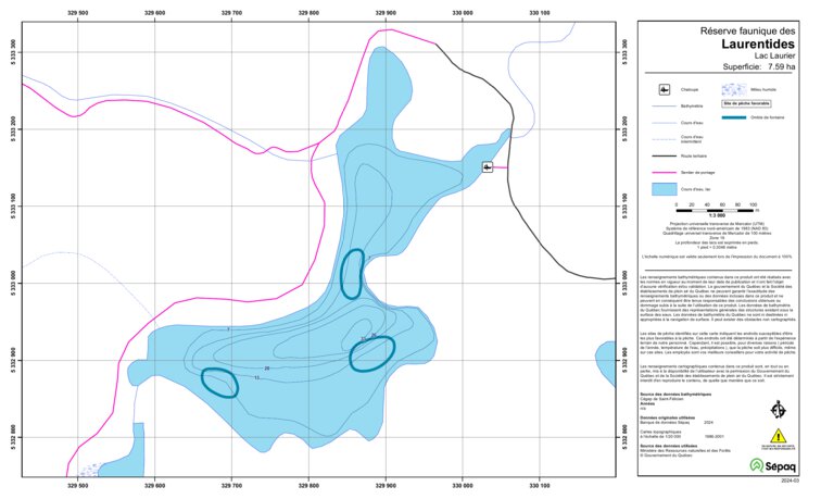 Sepaq Map Lac Laurier (Laurentides) Map by Sepaq | Avenza Maps