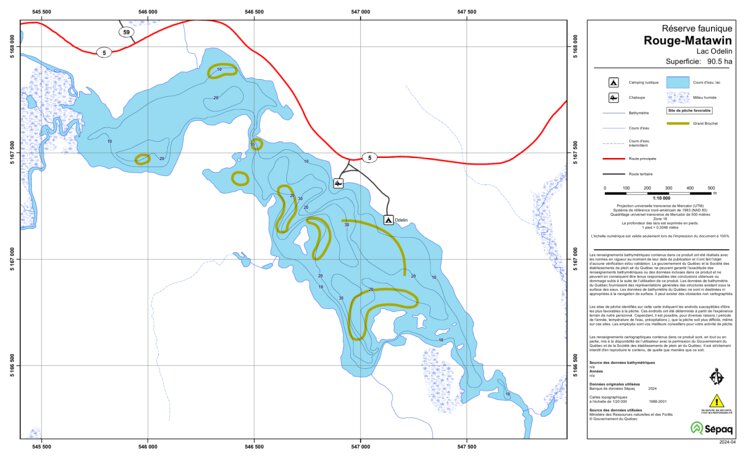 Lac Odelin (Rouge-Matawin) Map by Sepaq | Avenza Maps