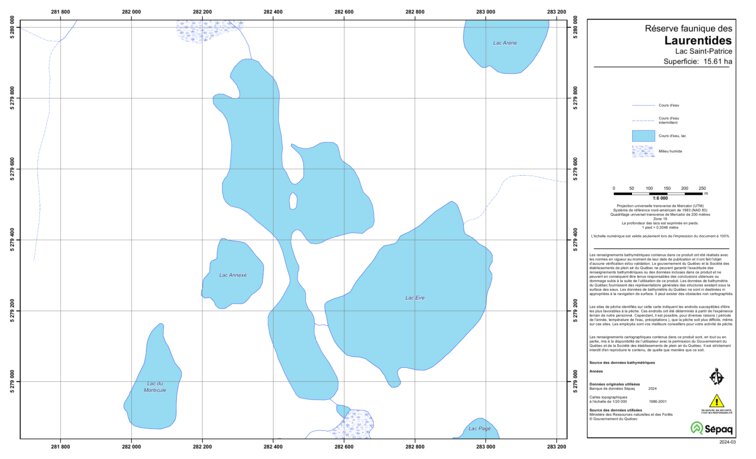 Lac Saint-Patrice (Laurentides) Map by Sepaq | Avenza Maps
