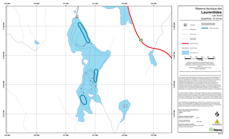 Sepaq Map Lac Scott (Laurentides) Map by Sepaq | Avenza Maps