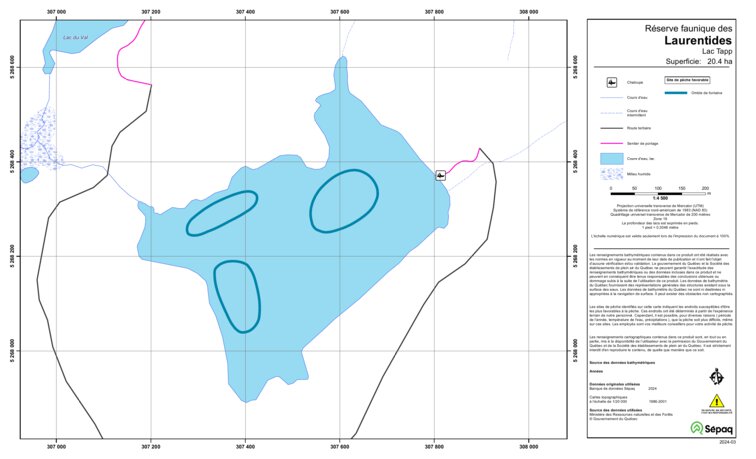 Sepaq Map Lac Tapp (Laurentides) Map by Sepaq | Avenza Maps