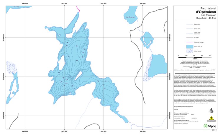 Sepaq Map Lac Thompson (Opémican) Map by Sepaq | Avenza Maps