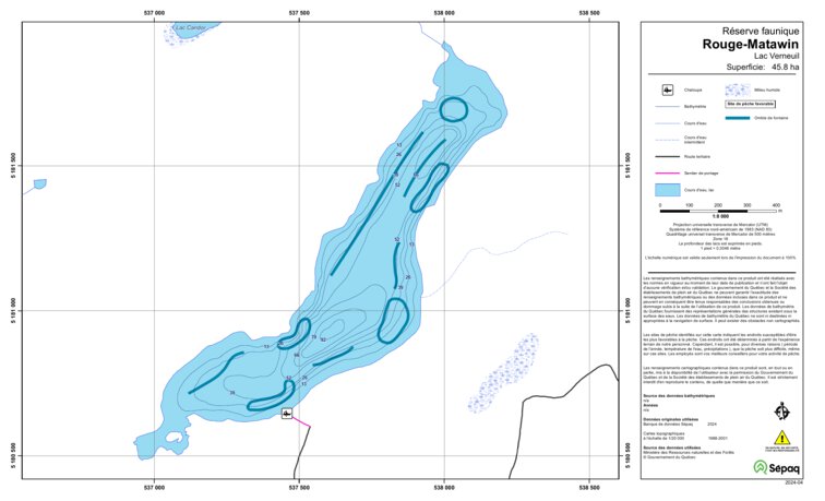 Sepaq Map Lac Verneuil (Rouge-Matawin) Map by Sepaq | Avenza Maps