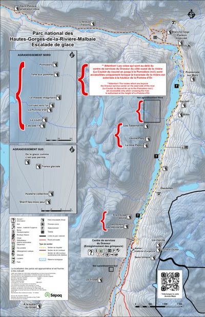 Sépaq Parc national des Hautes-Gorges-de-la-Rivière-Malbaie : Escalade de glace digital map