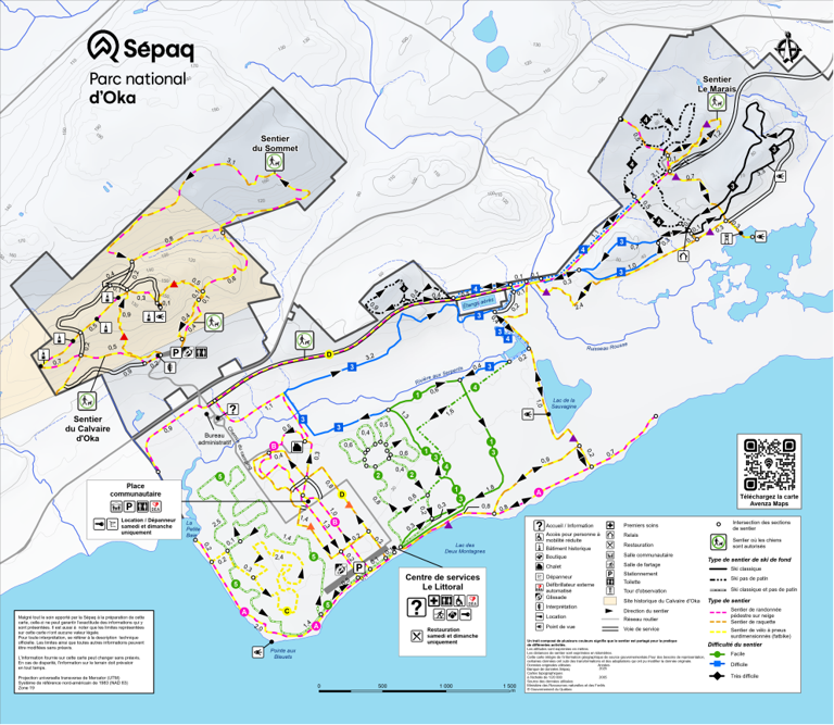 Parc national d'Oka - Carte des activités hivernales Map by Sepaq
