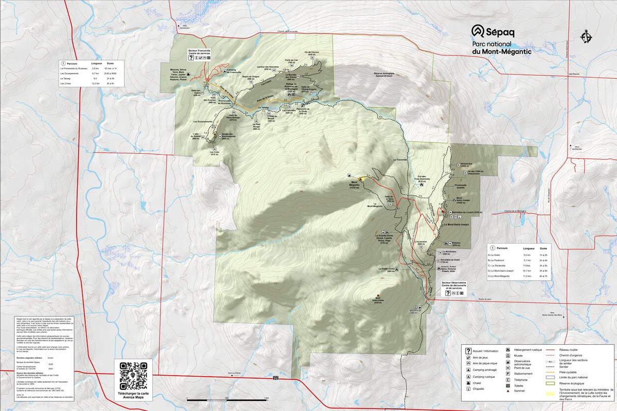 Parc national du Mont-Mégantic : Carte générale Map by Sepaq | Avenza Maps