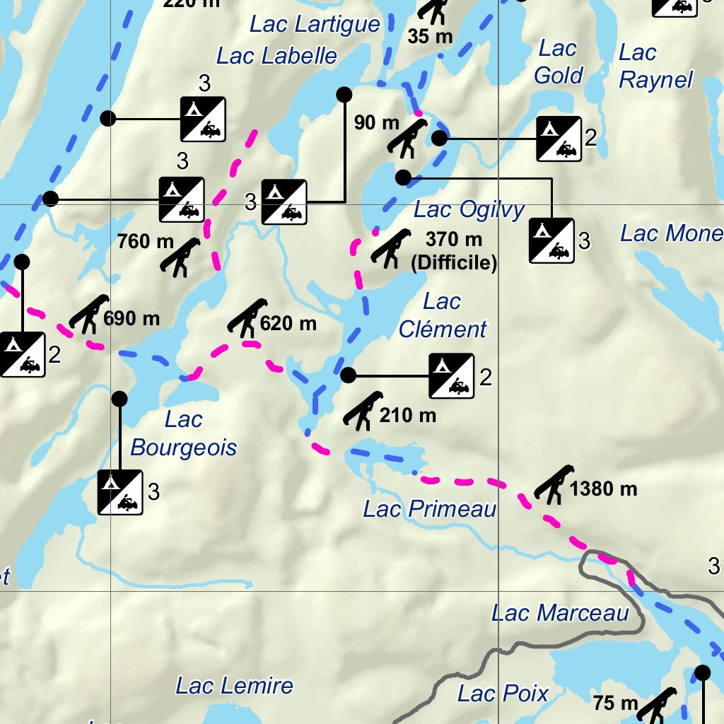 Réserve faunique de Papineau-Labelle : Carte de canot-camping (Secteur ...