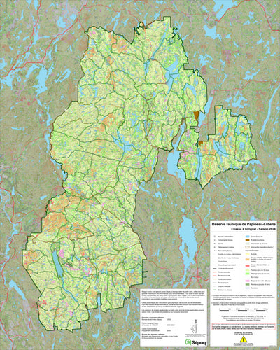 Réserve faunique de Papineau-Labelle : Carte générale de chasse à l'orignal 2026 Preview 1