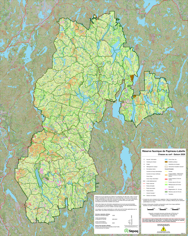 Réserve faunique de Papineau-Labelle : Carte générale de chasse au cerf ...
