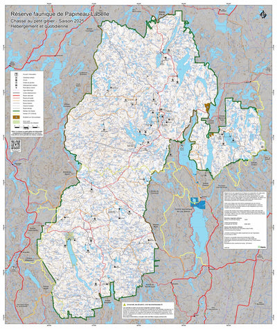 Réserve faunique de Papineau-Labelle : Carte générale de chasse au petit gibier 2025 Preview 1