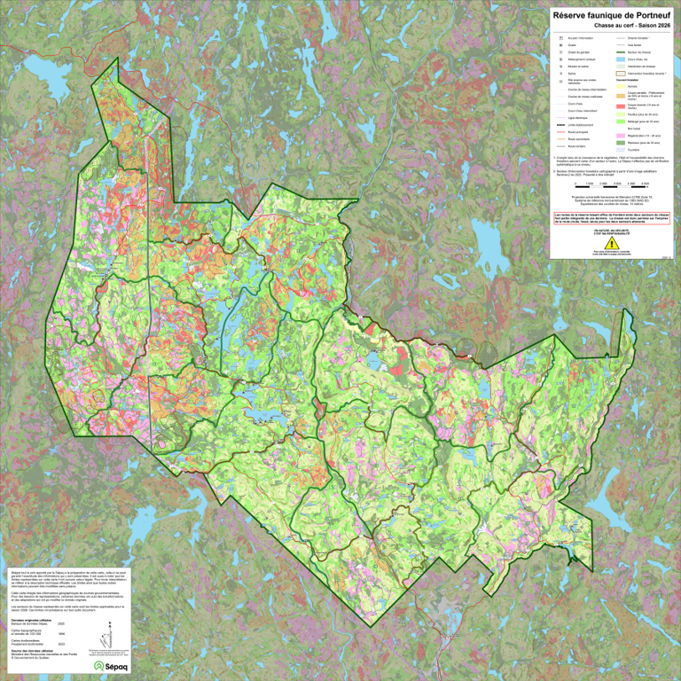 Réserve faunique de Portneuf : Carte générale de chasse au cerf 2026 ...