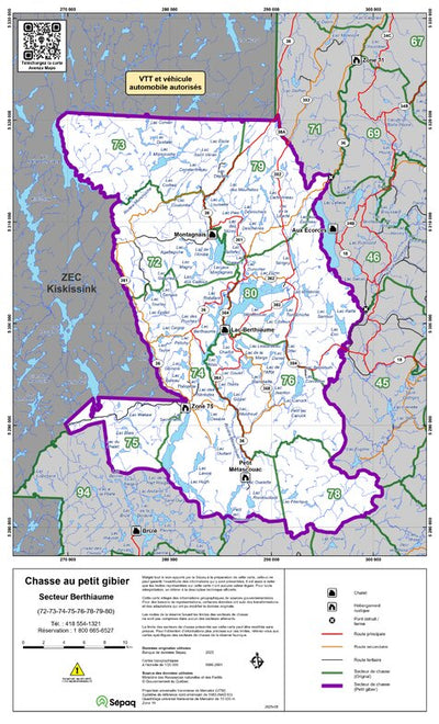 Réserve faunique des Laurentides : Carte de chasse au petit gibier (Berthiaume) Preview 1