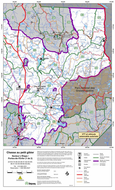 Réserve faunique des Laurentides : Carte de chasse au petit gibier (L'Étape / Portes-de-l'Enfer 1) Preview 1