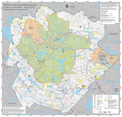 Réserve faunique Mastigouche : Carte générale de chasse au petit gibier 2025 Preview 1
