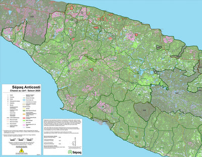 Sépaq Anticosti (secteur ouest): Carte générale de chasse au cerf 2025 Preview 1